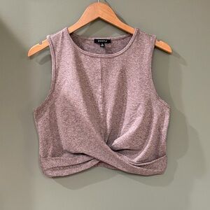 Zobha Women's Gray Twist-Front Crop Top